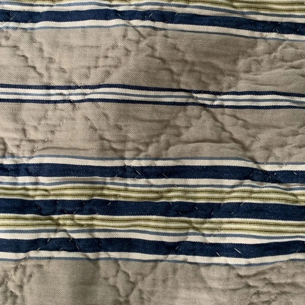 Pottery barn Celeste quilted pillows euro shams striped navy beige set of‎ 2